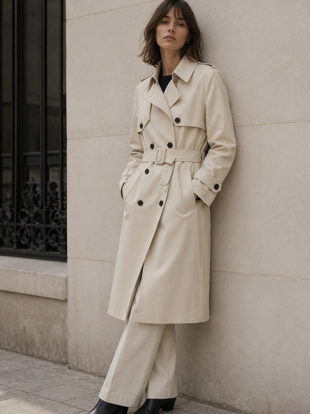 THE KOOPLES French Luxury Brand Double Breasted Trench Coat NWT Neutral Beige